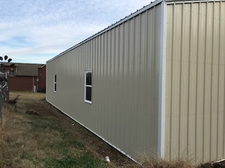 Tan Metal Building with Windows