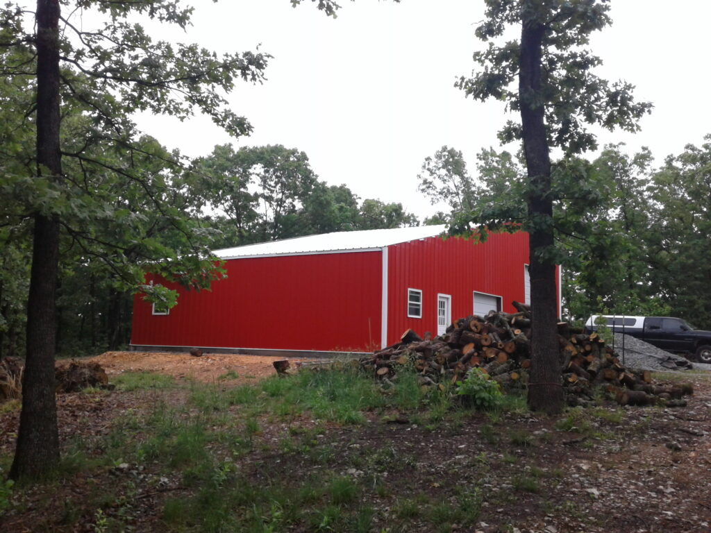 40x40x16 with 20' Enclosed Lean-to Garage and Office in Oklahoma