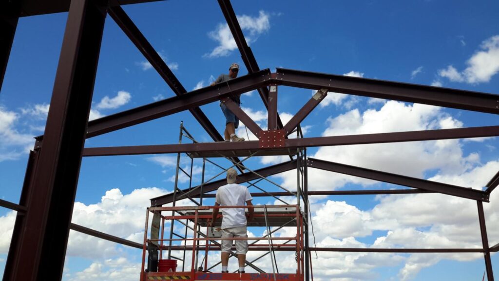 40x40x16 with 20' Enclosed Lean-to Garage and Office in Oklahoma