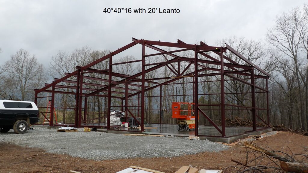 40x40x16 with 20' Enclosed Lean-to Garage and Office in Oklahoma