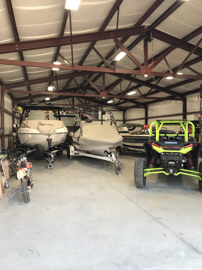 A commercial steel shop in California building a boat storage.