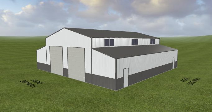 An illustration of a metal frame building in California