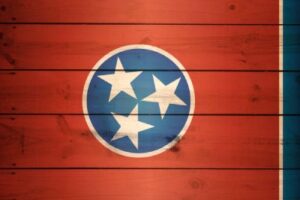 Tennessee state flag background for Simpson Steel Building projects 