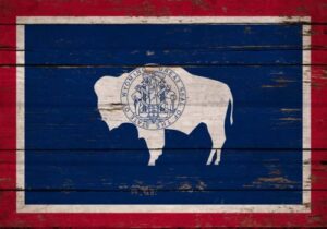 The Wyoming state flag, representing where steel buildings are sold.